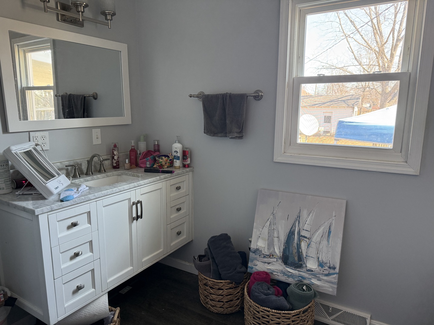 2000 1st Street Eldorado, IL 62930 - Photo 10 of 19 a bathroom with a granite countertop sink mirror and window