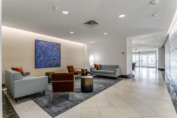a living room with furniture