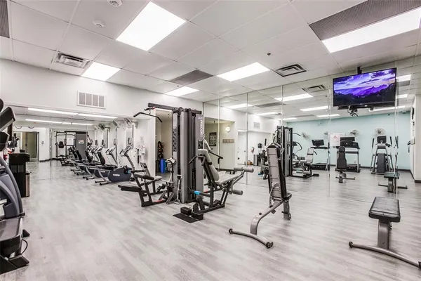 a view of a room with gym equipment
