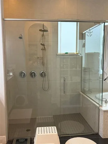 a bathroom with a shower