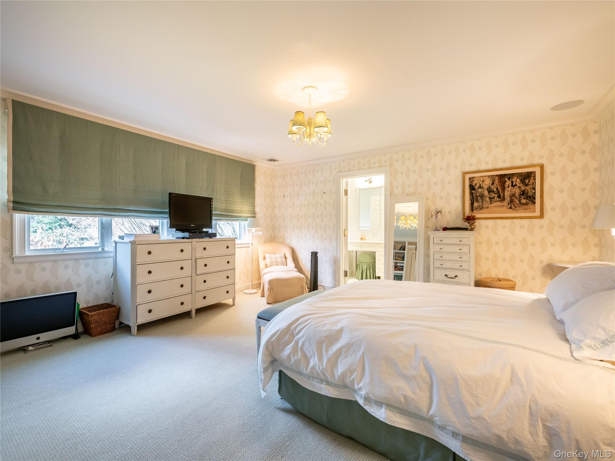 90 Elderfields Road Manhasset, NY 11030 - Photo 30 of 35 a spacious bedroom with a bed and a tv