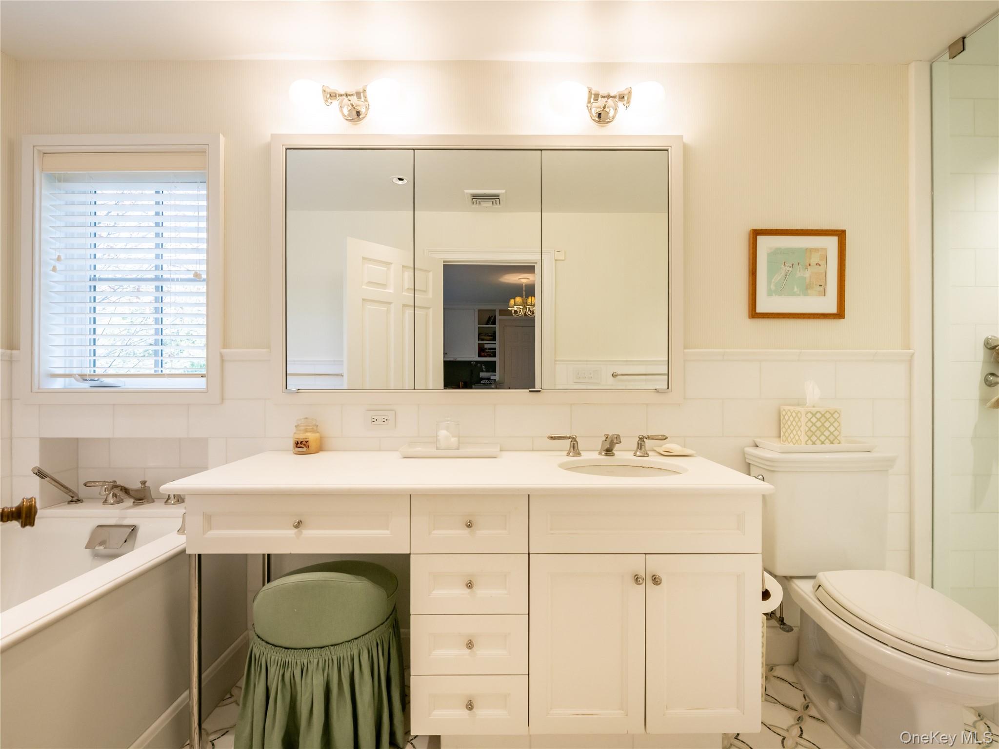 90 Elderfields Road Manhasset, NY 11030 - Photo 31 of 35 a bathroom with a sink toilet a mirror and tub