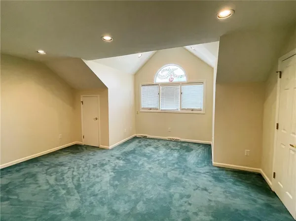 an empty room with a door