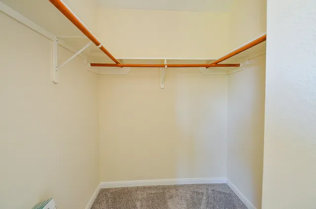 a view of an empty walk in closet