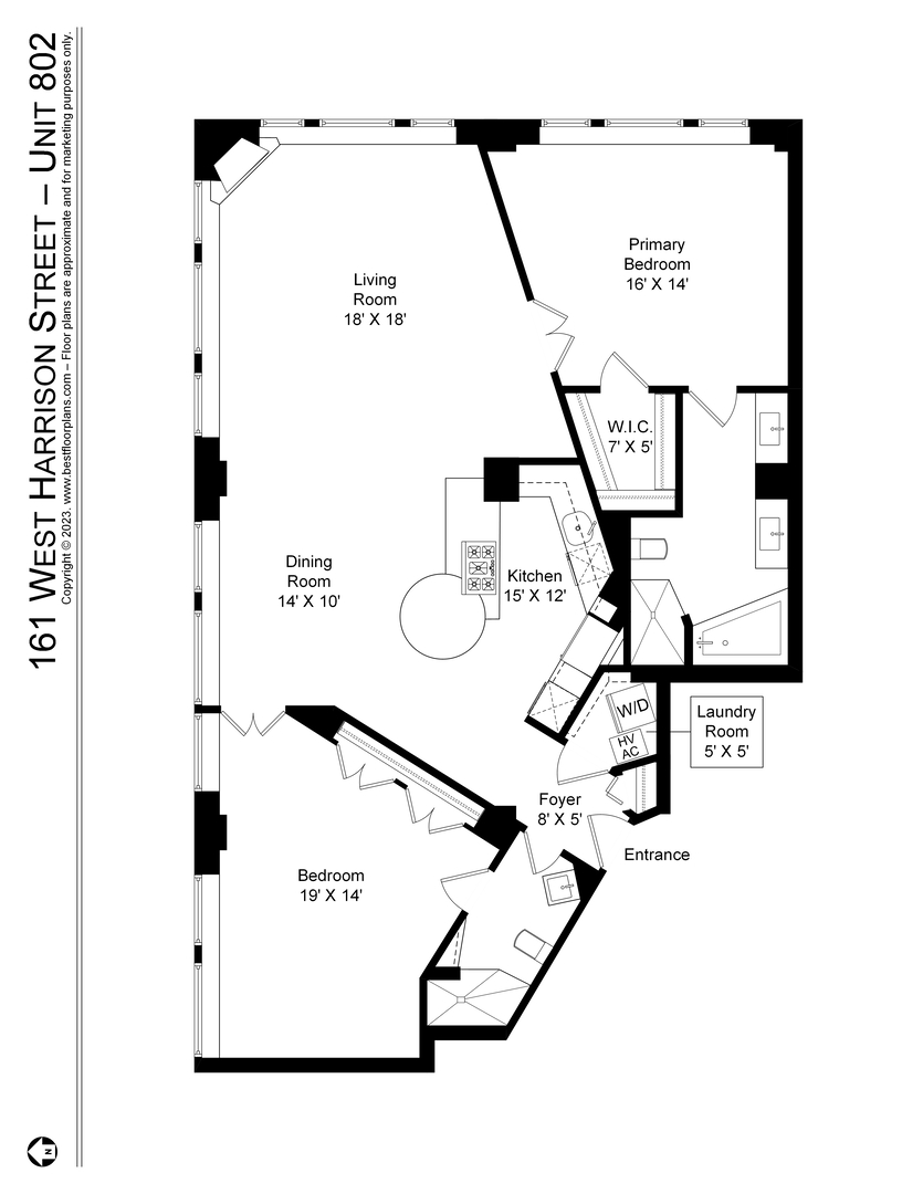 161 West Harrison Street, Unit 802 Chicago, IL 60605 - Photo 19 of 19 a picture of a wall with a white and white photo