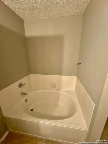 a bathroom with a bathtub