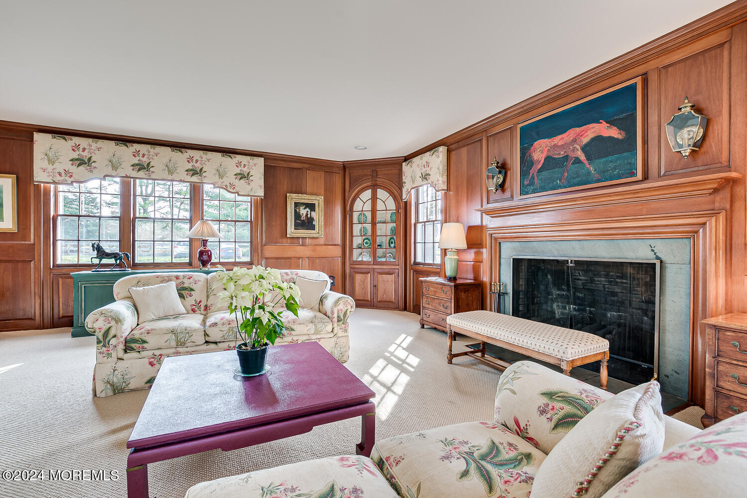 299 County Road 537 Colts Neck, NJ 07722 - Photo 12 of 62 a living room with furniture large window and a fireplace