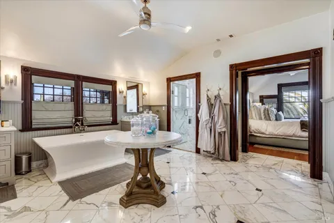 a view of room with window and wooden floor