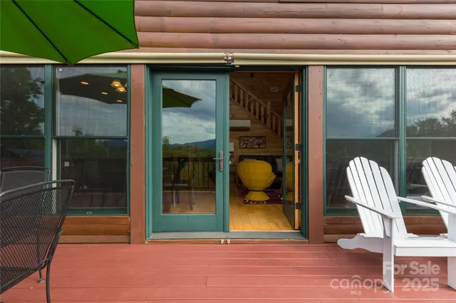 a view of balcony with seating space