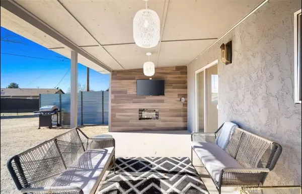 a living room with furniture