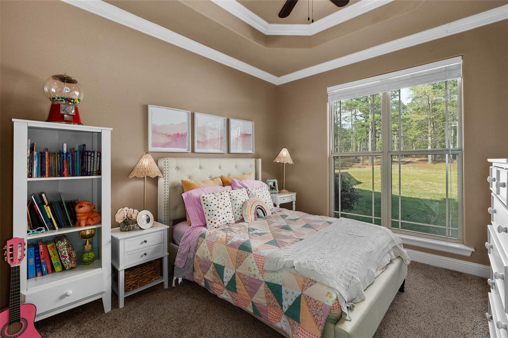 279 Lake Road Plain Dealing, LA 71064 - Photo 28 of 38 a bedroom with a bed a book shelf and a window