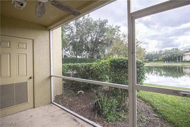 a view of a lake from a window