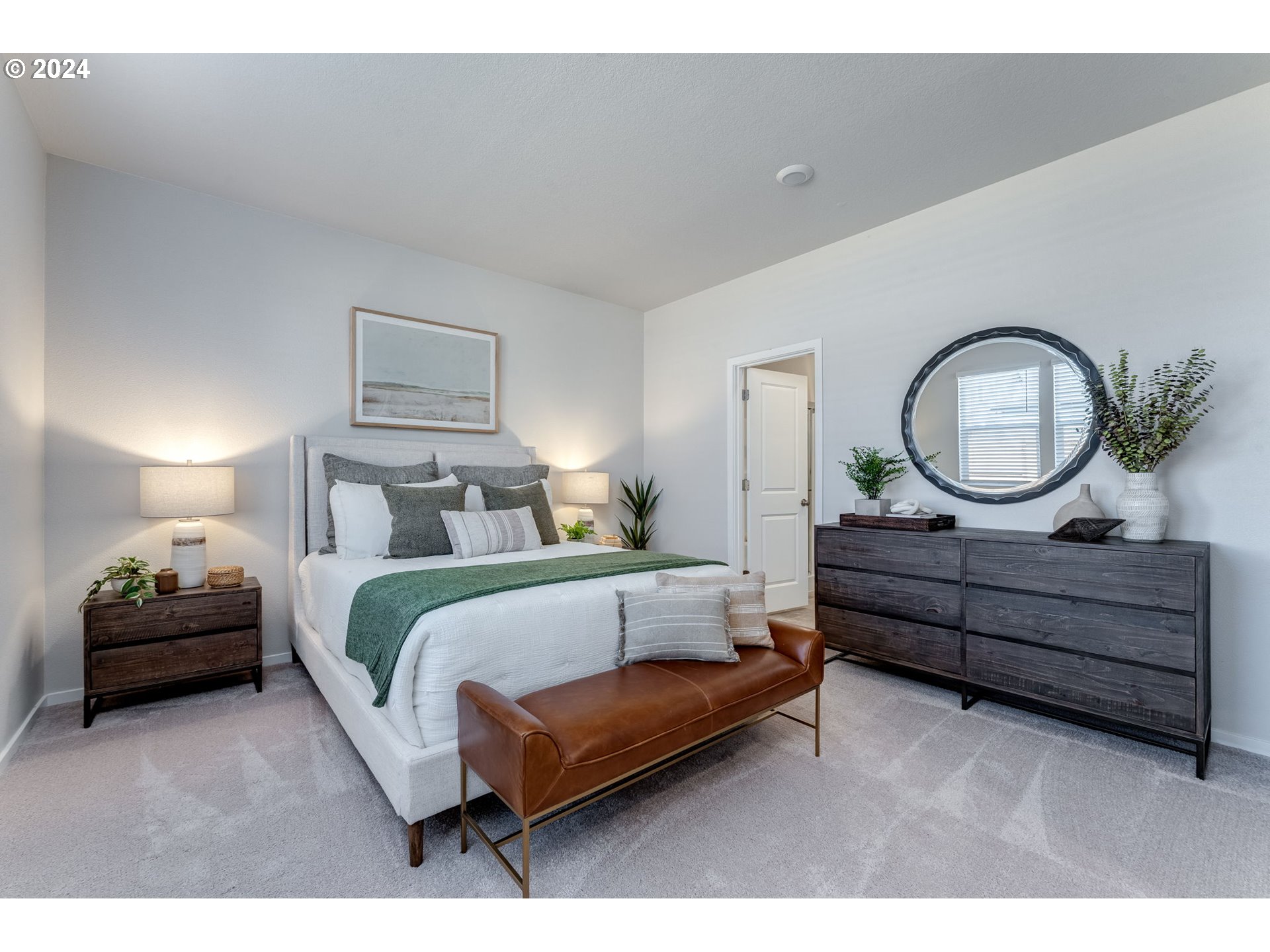 2760 U Street Springfield, OR 97477 - Photo 31 of 48 a bedroom with a bed a mirror and lamp on desk