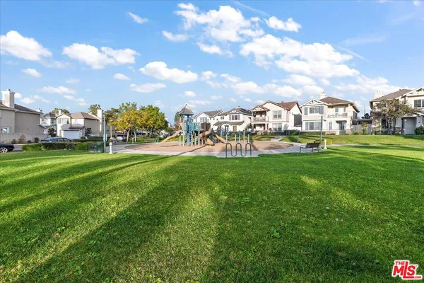 a view of a park with slide