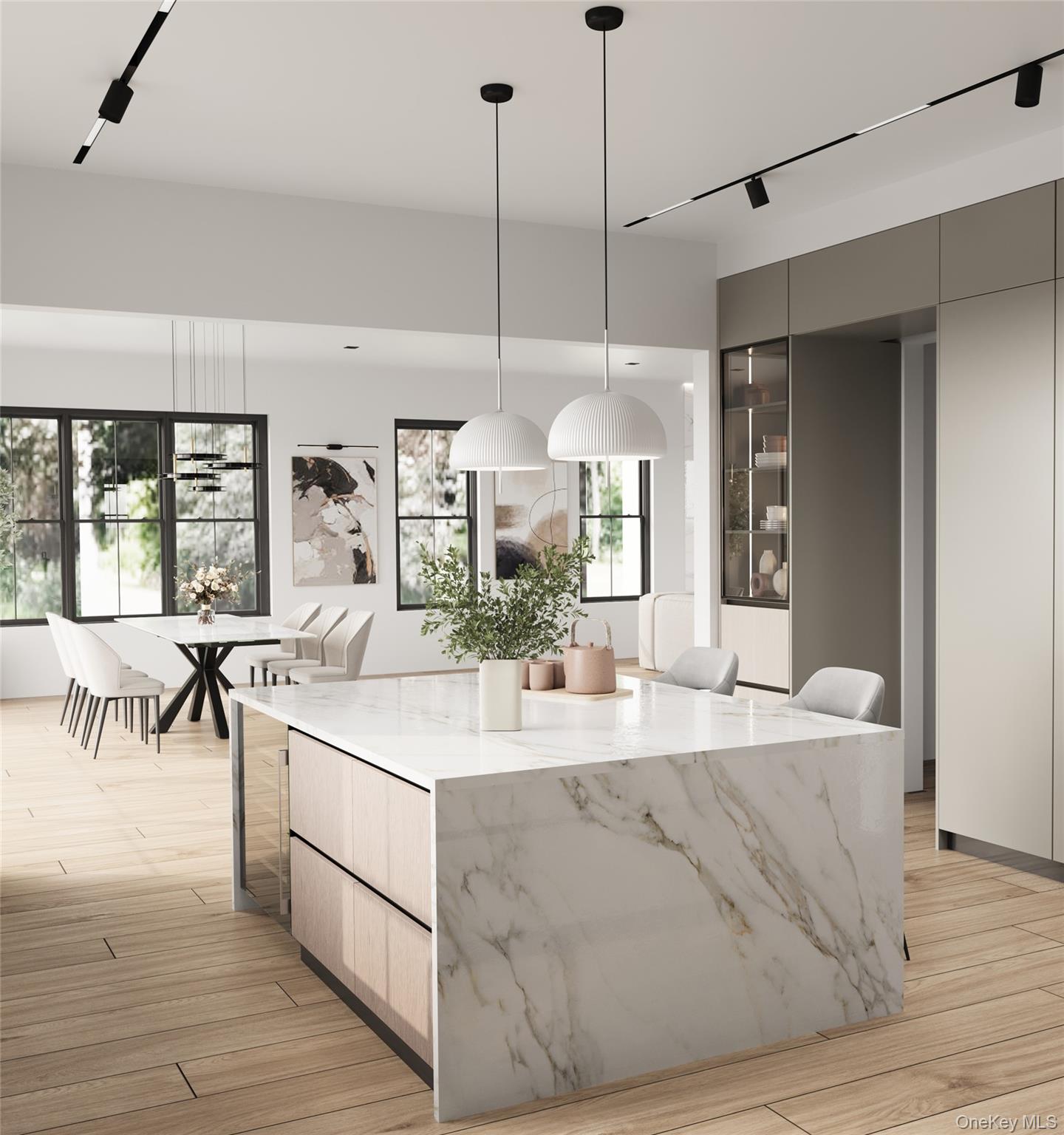 22 Whippoorwill Road East Armonk, NY 10504 - Photo 37 of 50 a dining hall with stainless steel appliances kitchen island granite countertop a sink a dining table and chairs with wooden floor