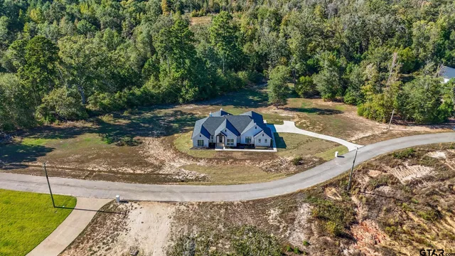 a view of a swimming pool with a yard