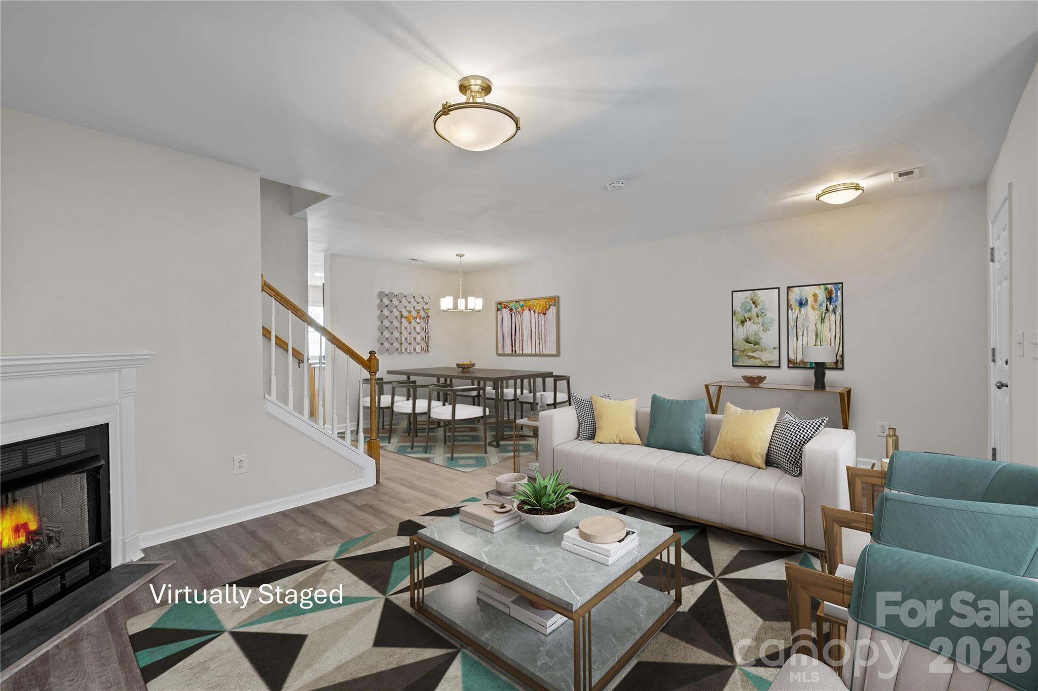 209 Primrose Walk Fort Mill, SC 29715 - Photo 6 of 39 a living room with furniture and a fireplace