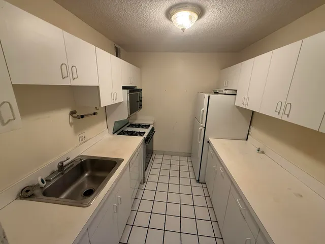 a kitchen with a sink a stove and refrigerator