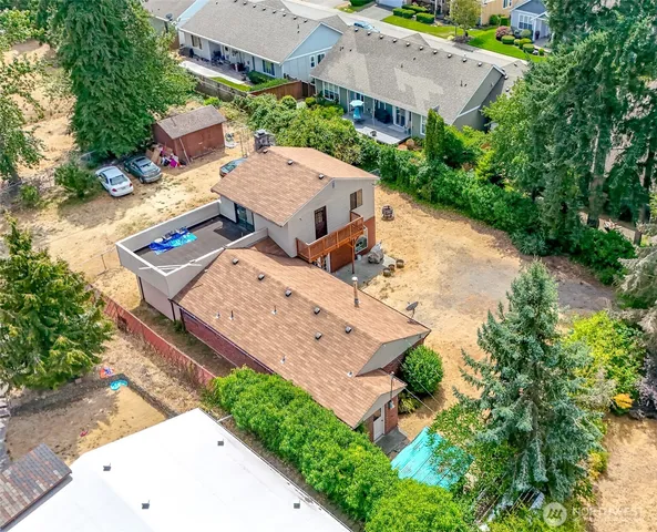 an aerial view of a house
