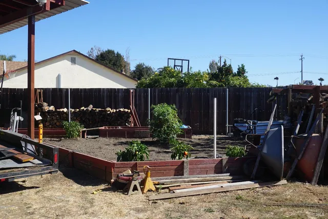 a view of a backyard