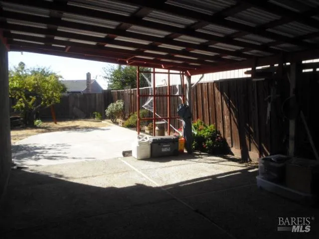 a view of a roof with wooden floor