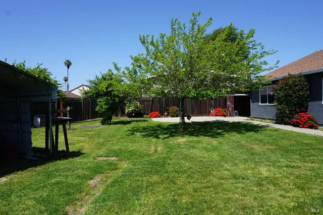 a view of a house with a backyard