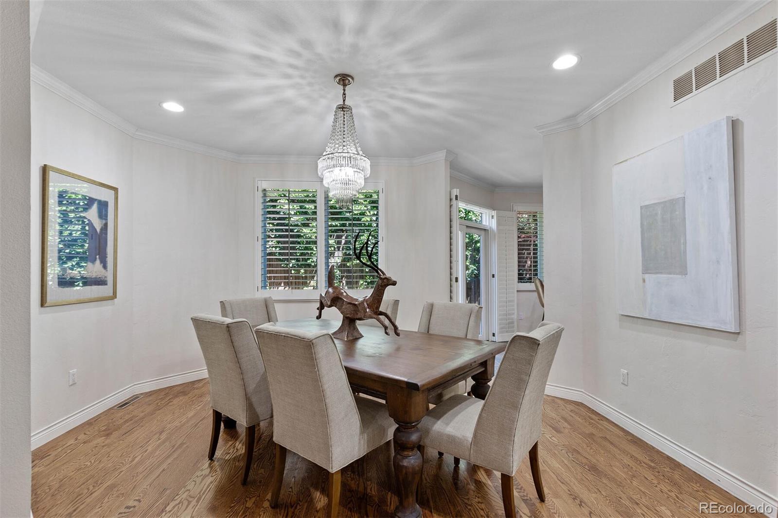 167 Monroe Street Denver, CO 80206 - Photo 15 of 39 a view of a dining room with furniture window and wooden floor