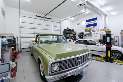 a car and bike in a room