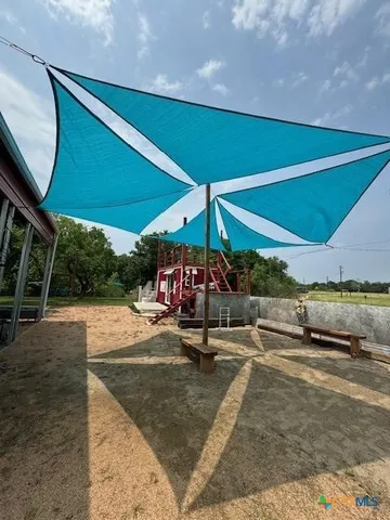 a view of a park with slide