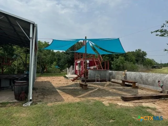 a view of a park with slide