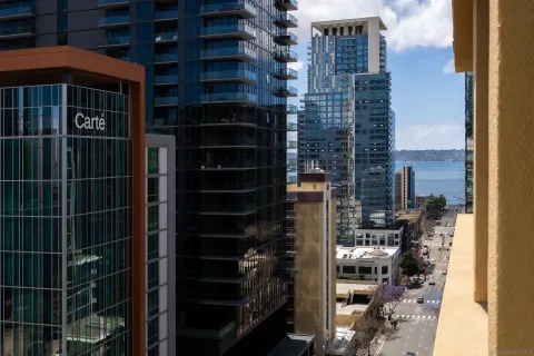 a view of a glass building