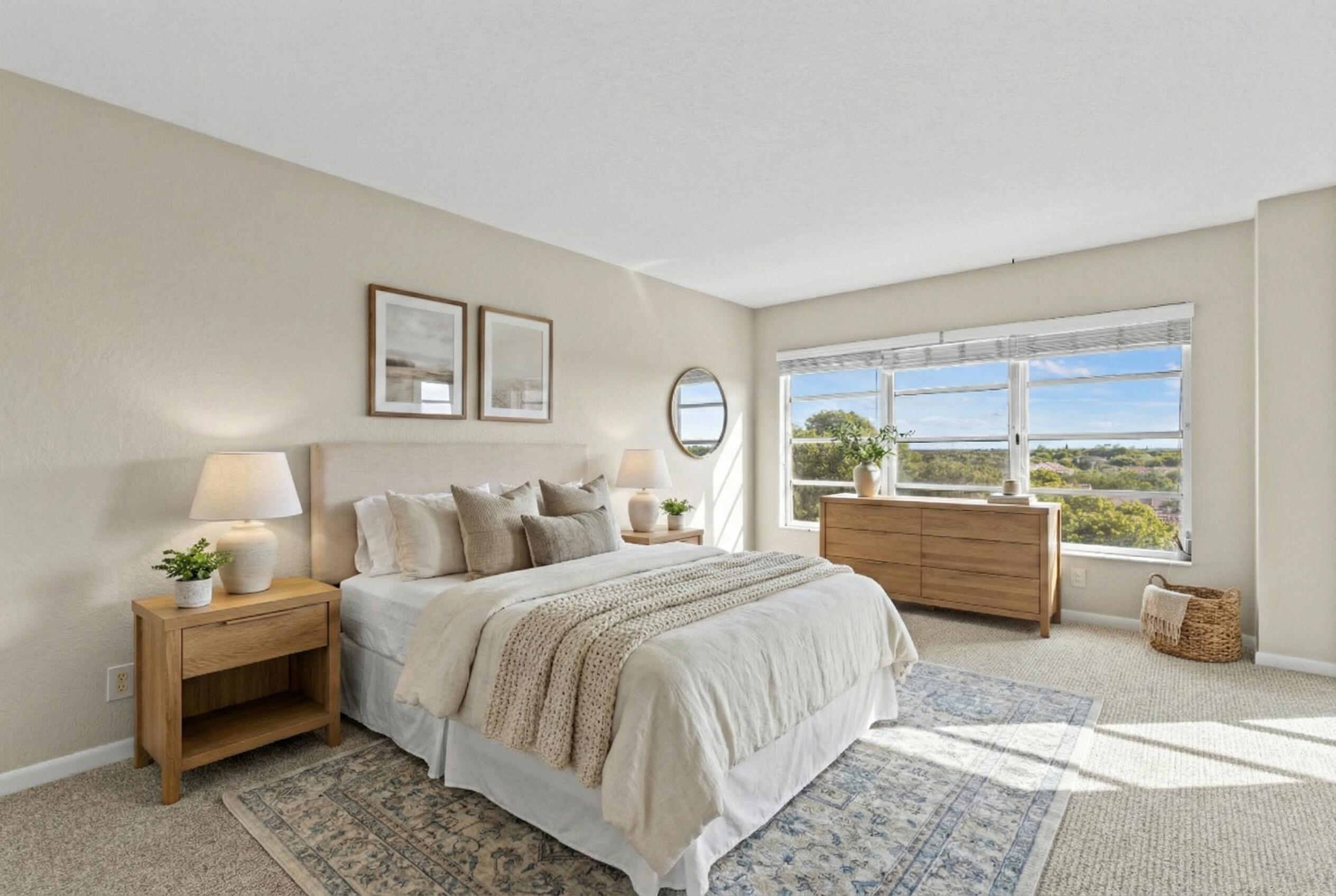 10777 West Sample Road, Unit 719 Coral Springs, FL 33065 - Photo 22 of 44 a bedroom with a bed and a large window