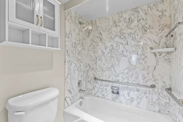 a view of a room with racks on the wall