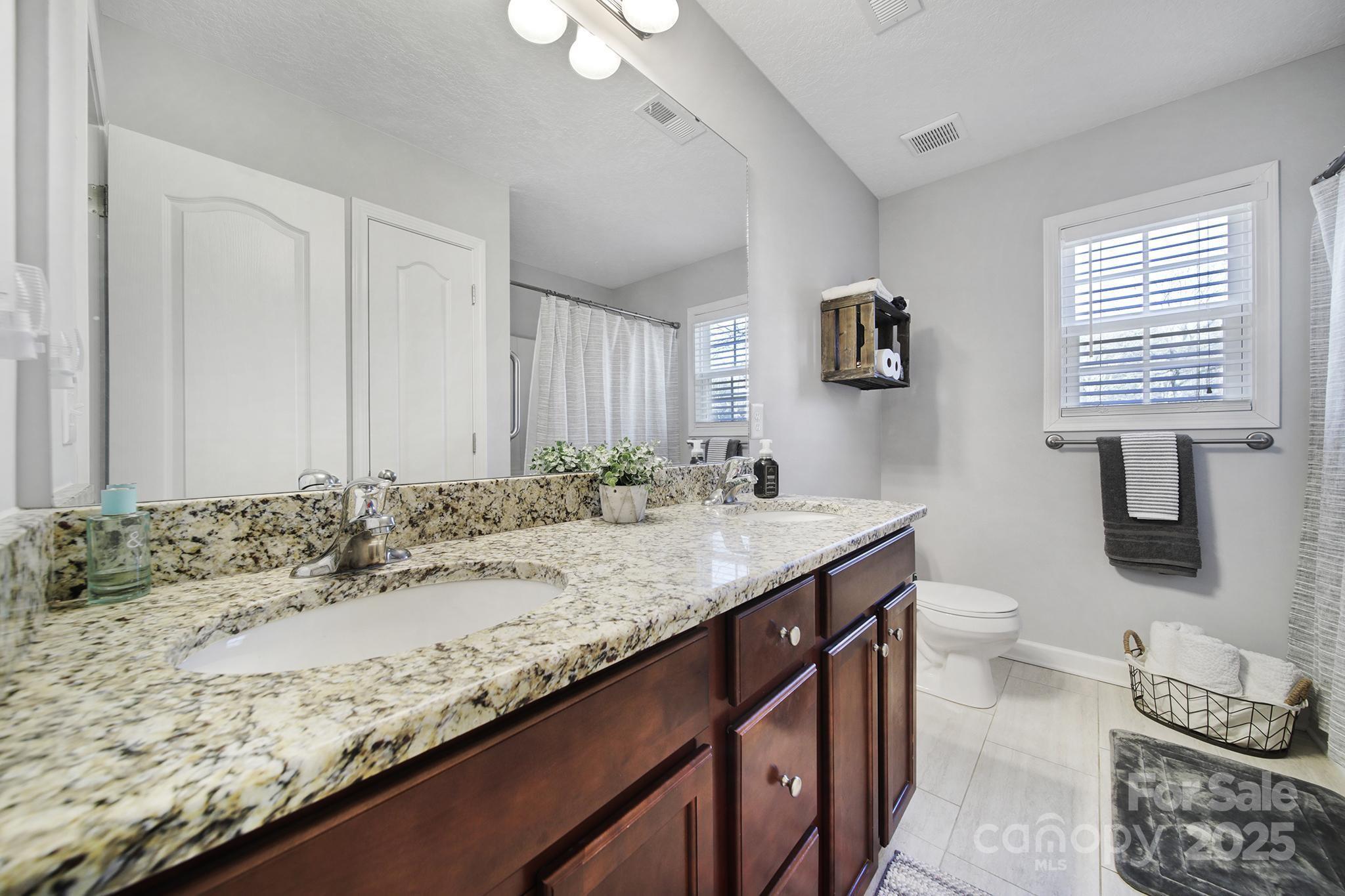 2045 Roadrunner Road Clover, SC 29710 - Photo 19 of 38 a bathroom with a granite countertop sink and a mirror