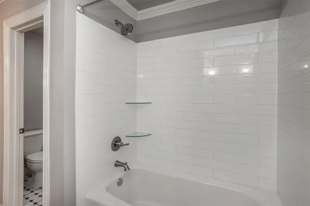 a bathroom with a bathtub