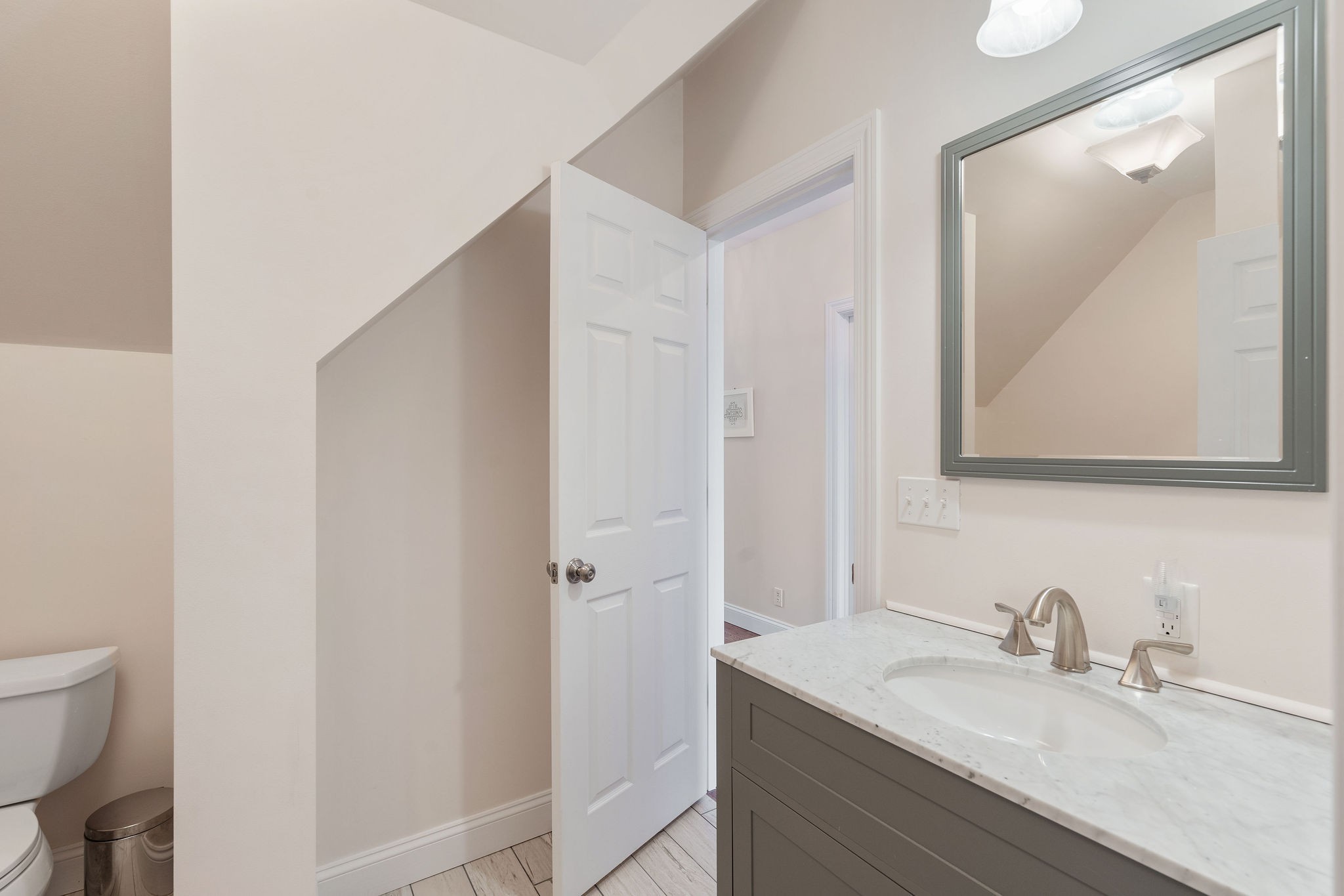 1280 Bold Springs Road McEwen, TN 37101 - Photo 29 of 66 a bathroom with a granite countertop sink and a mirror