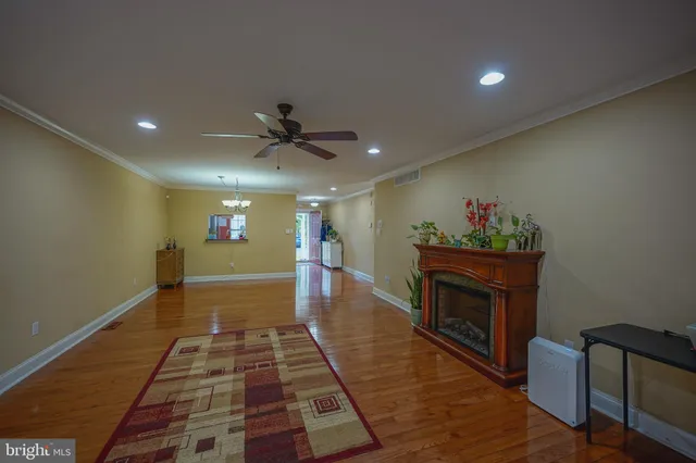 a lobby with furniture and rug
