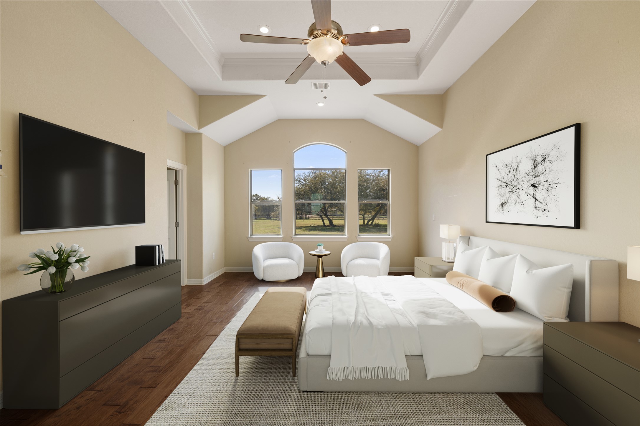 118 Landons Way Blanco, TX 78606 - Photo 8 of 32 a spacious bedroom with a bed and a large window