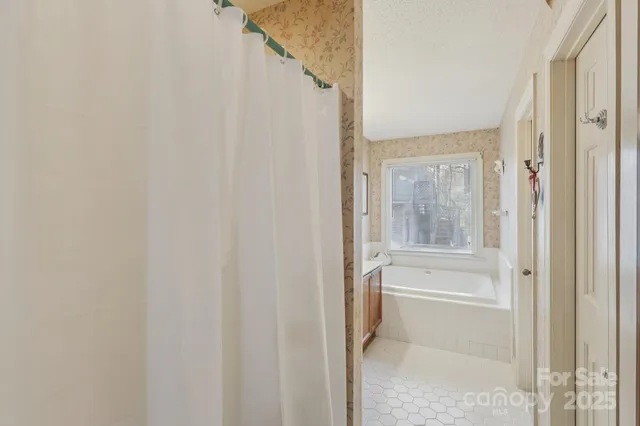 a view of bathroom with bathtub