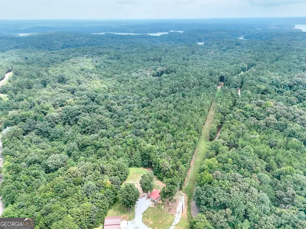 a view of a field with an trees