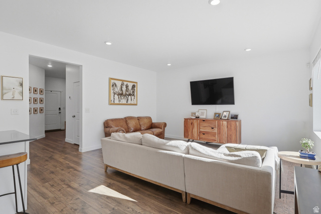 1177 South Raintree Lane Santaquin, UT 84655 - Photo 7 of 25 Recessed lighting, wood-finish flooring, white walls, and a window providing natural light