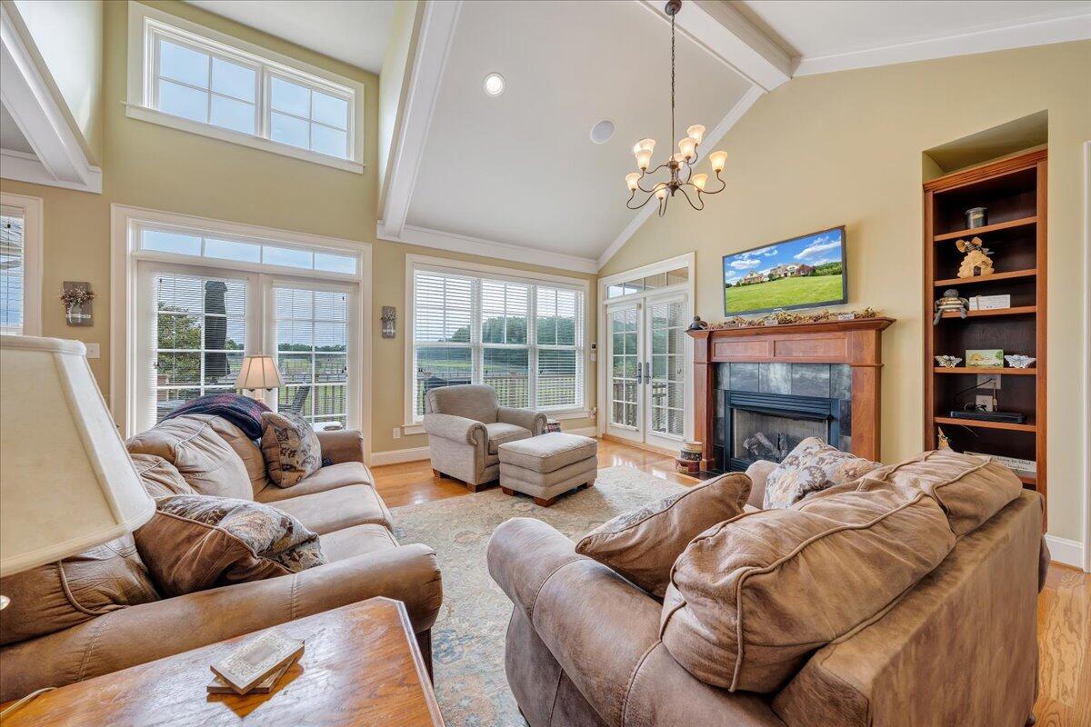 400 Quail Ridge Drive Fincastle, VA 24090 - Photo 20 of 113 a living room with furniture a fireplace and a chandelier