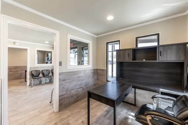 a living room with furniture