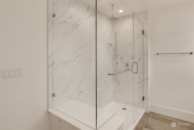 a view with cabinets