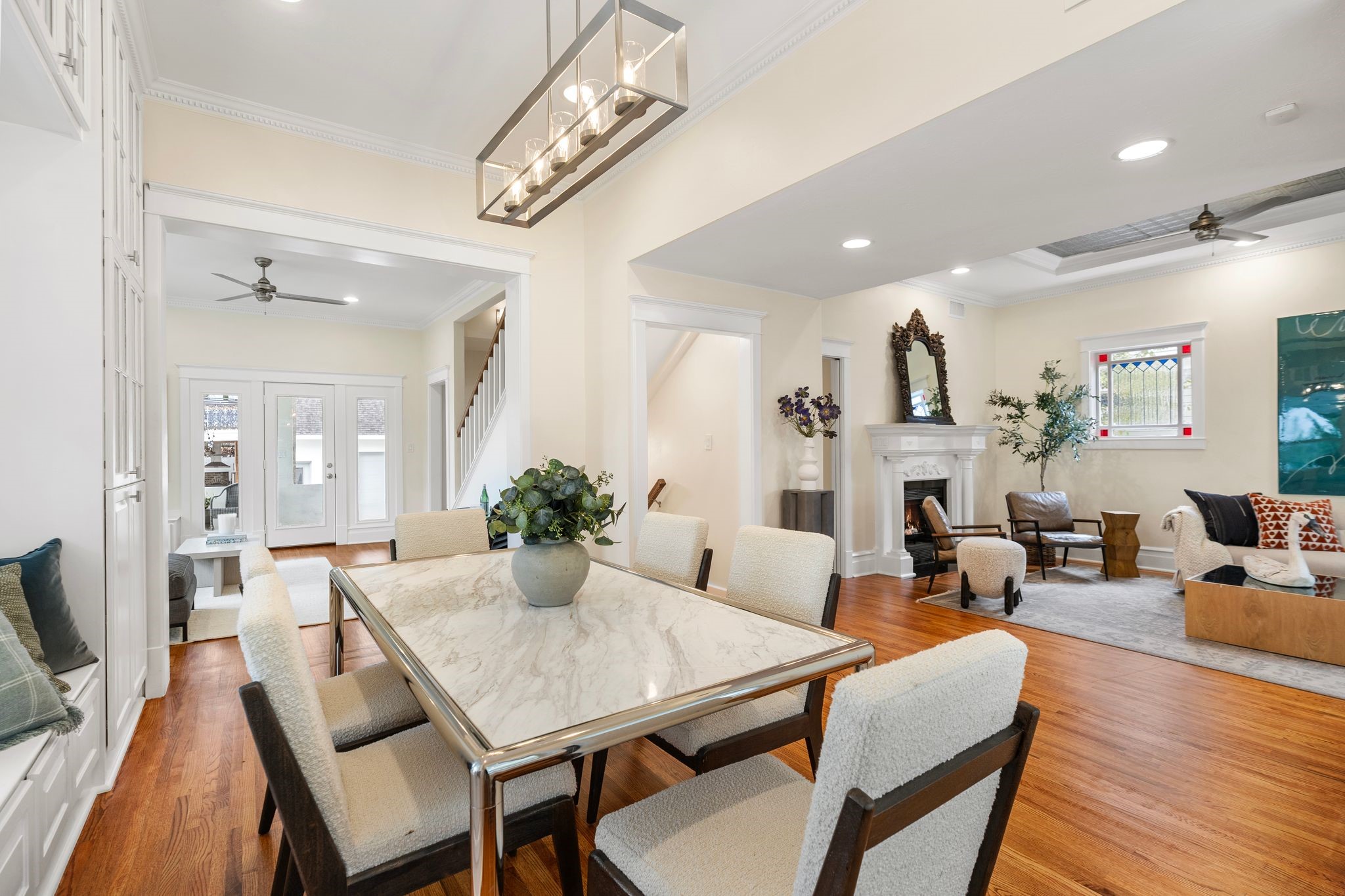 607 Harvard Street Houston, TX 77007 - Photo 12 of 50 The open but designated layout is perfect for entertaining and busy daily life with a seamless flow from the entry, through the living and dining rooms, to the kitchen and den.