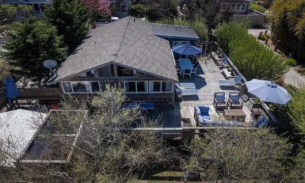 an aerial view of a house