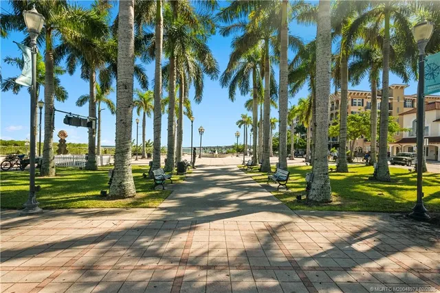 a view of a park with slide