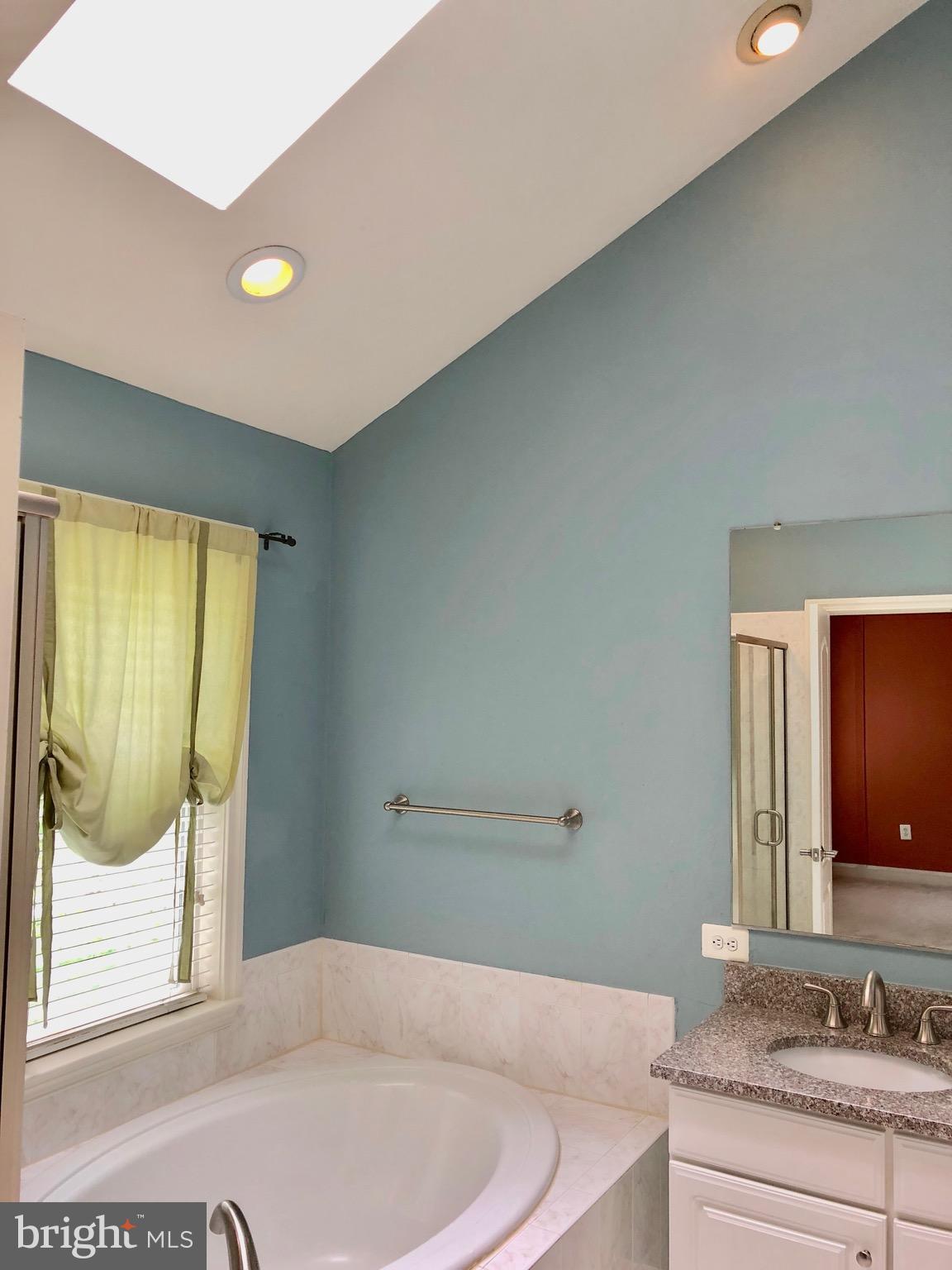 6402 Spring View Place Rockville, MD 20852 - Photo 20 of 25 a bathroom with a granite countertop sink and a mirror