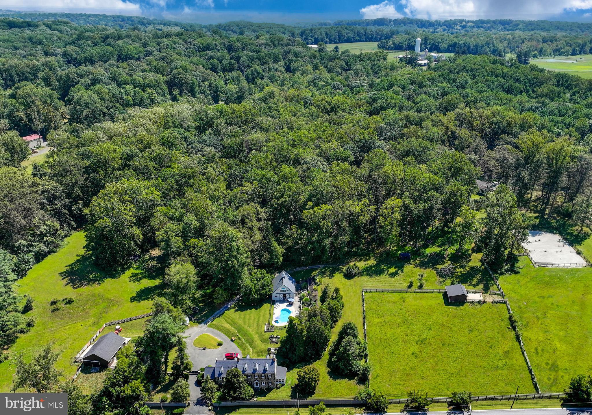 an aerial view of a residential houses