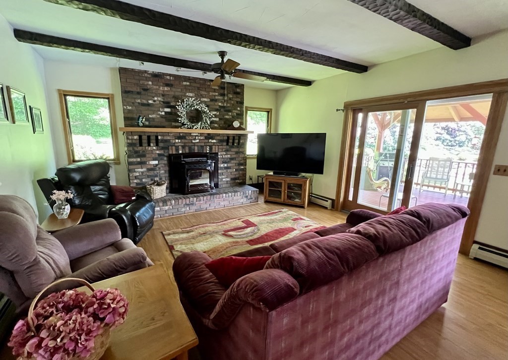 22 Franklin Road Gill, MA 01354 - Photo 6 of 28 a living room with furniture a fireplace and a flat screen tv